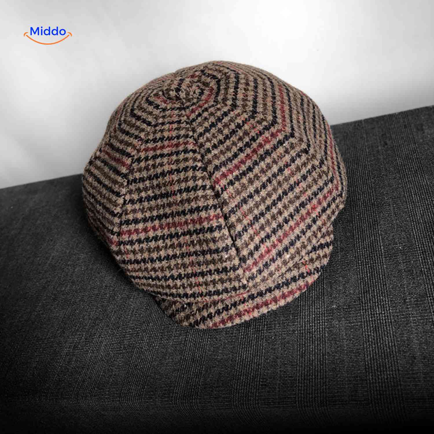 blinderstyle cap bruin rood ruit wollen pet www.middo.nl