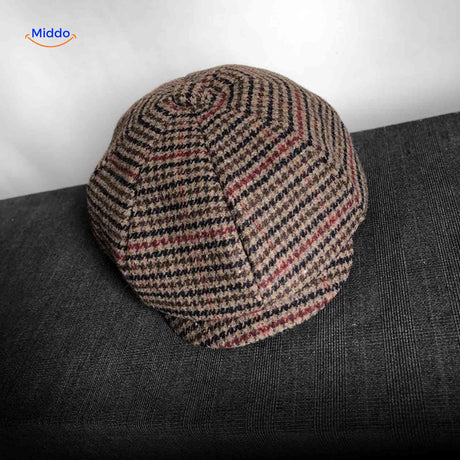 blinderstyle cap bruin rood ruit wollen pet www.middo.nl
