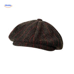 blinderstyle cap bruin rood streep wollen pet www.middo.nl