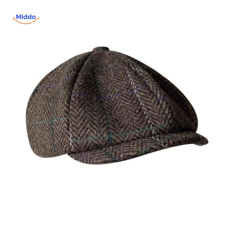 blinderstyle cap bruin ruit wollen pet www.middo.nl