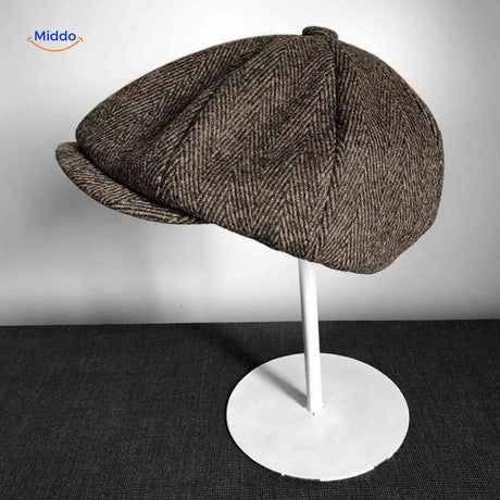 blinderstyle cap bruin visgraat wollen pet www.middo.nl