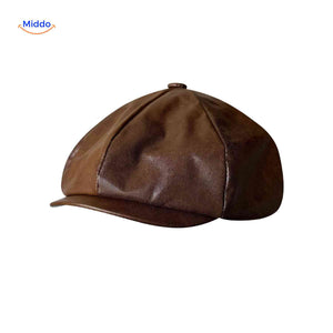 blinderstyle cap donkerbruin leren pet www.middo.nl