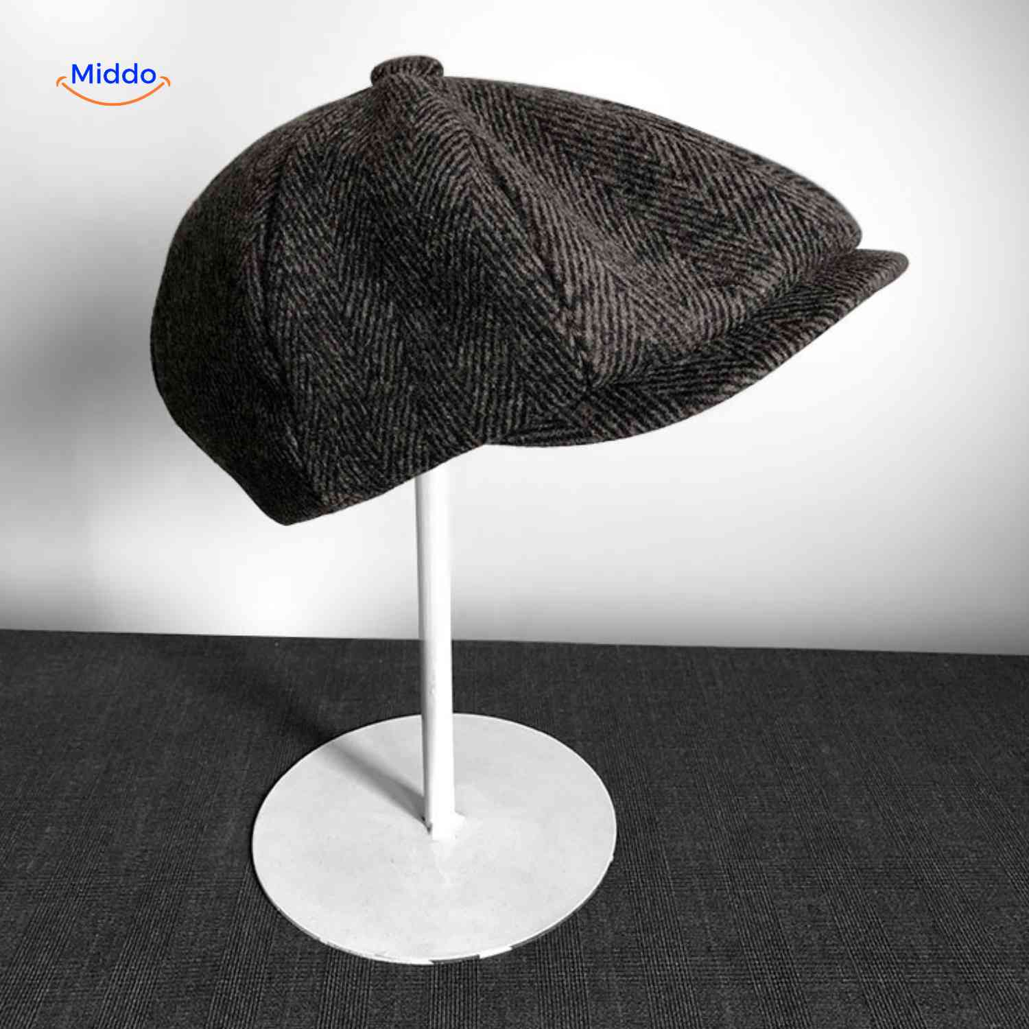 blinderstyle cap donkerbruin visgraat pet www.middo.nl