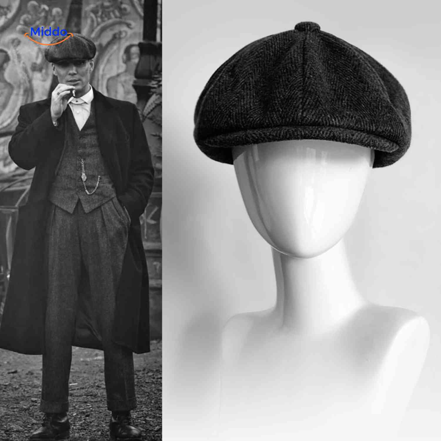 blinderstyle cap donkergrijs peaky blinders inspiratie pet www.middo.nl