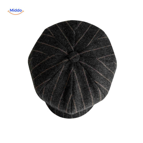 blinderstyle cap donkergrijs strepen wollen pet www.middo.nl