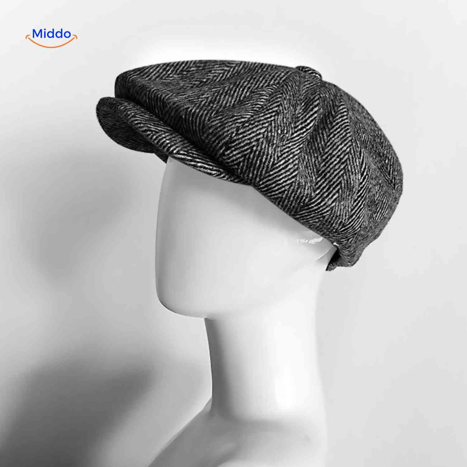 blinderstyle cap grijs visgraat klassieke pet www.middo.nl