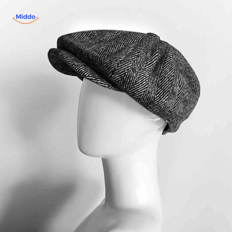blinderstyle cap grijs visgraat klassieke pet www.middo.nl