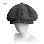 blinderstyle cap grijs visgraat wol krantentas pet www.middo.nl