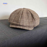 blinderstyle cap lichtbruin ruit wollen pet www.middo.nl