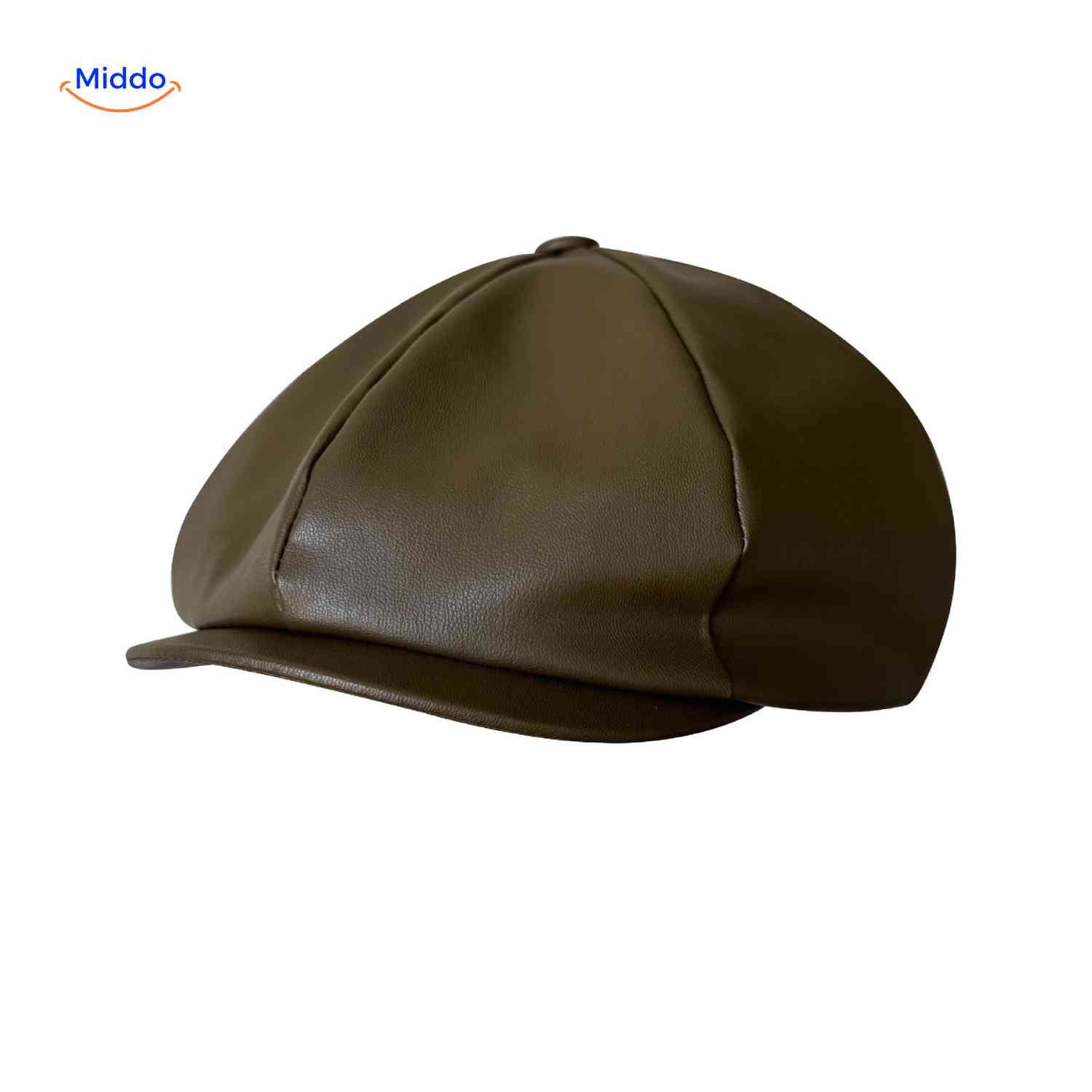 blinderstyle cap olijfgroen leren pet www.middo.nl