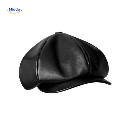 blinderstyle cap zwart gladde leren pet www.middo.nl