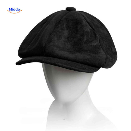 blinderstyle cap zwart suede pet www.middo.nl