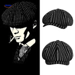 blinderstyle cap zwart wit streep peaky blinders pet www.middo.nl