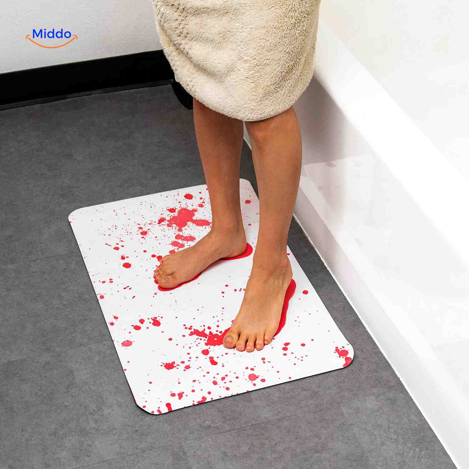 bloodstep badmat bloedspatten halloween badkamer mat www.middo.nl