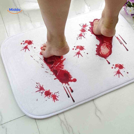bloodstep badmat voetafdrukken bloed halloween effect www.middo.nl