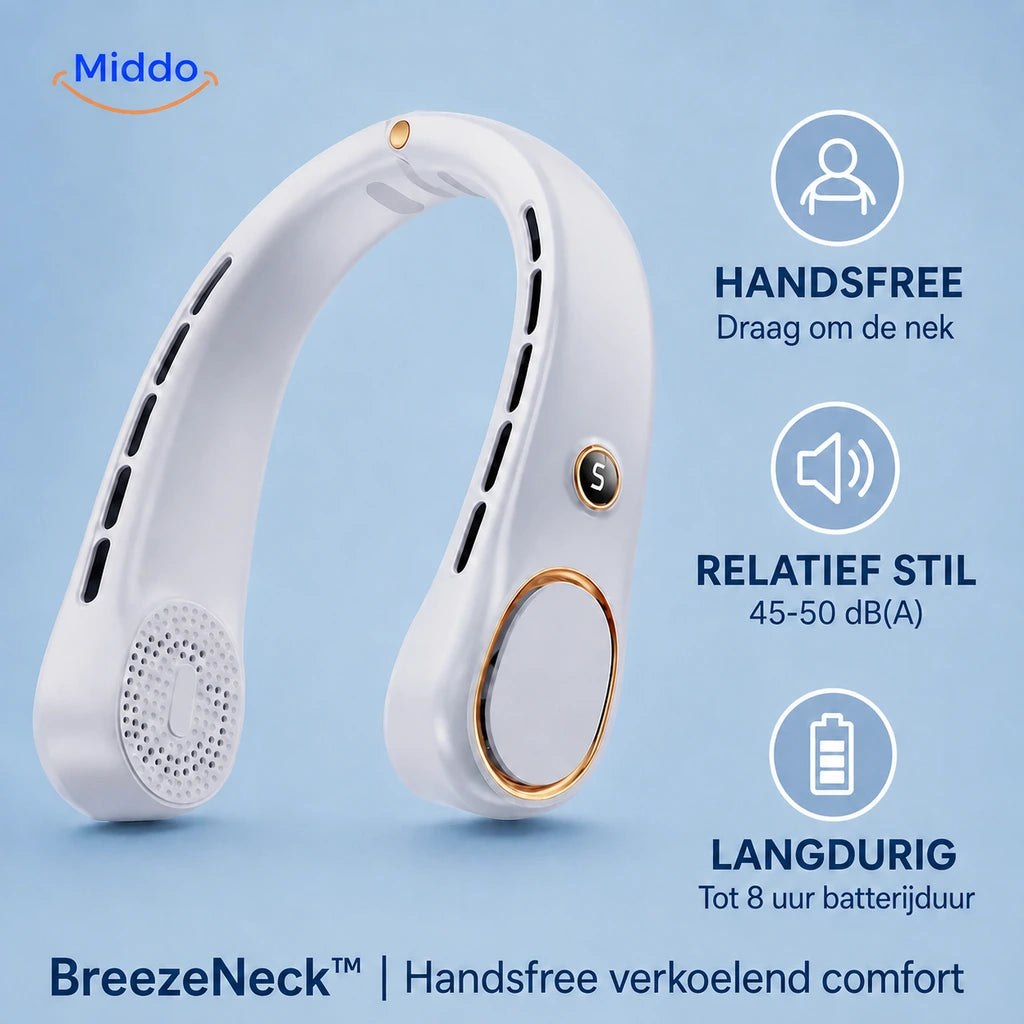 Nederlandse uitleg van handsfree gebruik, relatief stil geluid en 6–8 uur accuduur