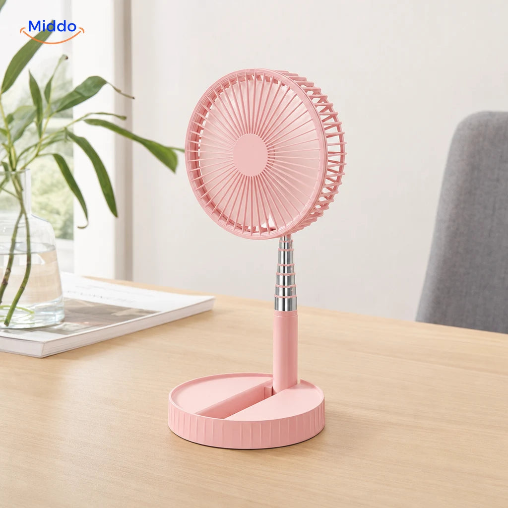 Roze BreezePro inklapbare USB-ventilator