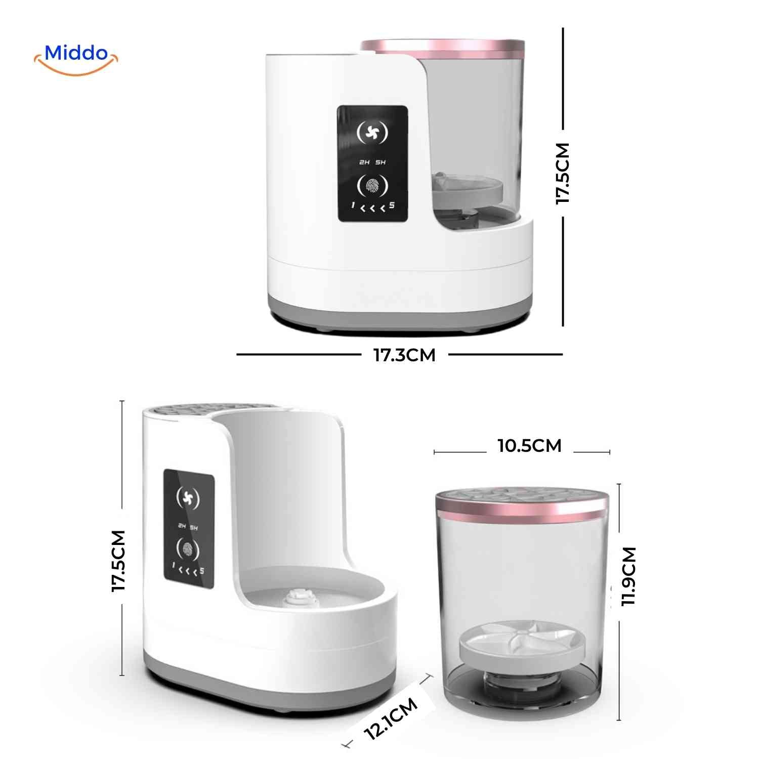 brushly cleaner compact slim design met displaypaneel www.middo.nl