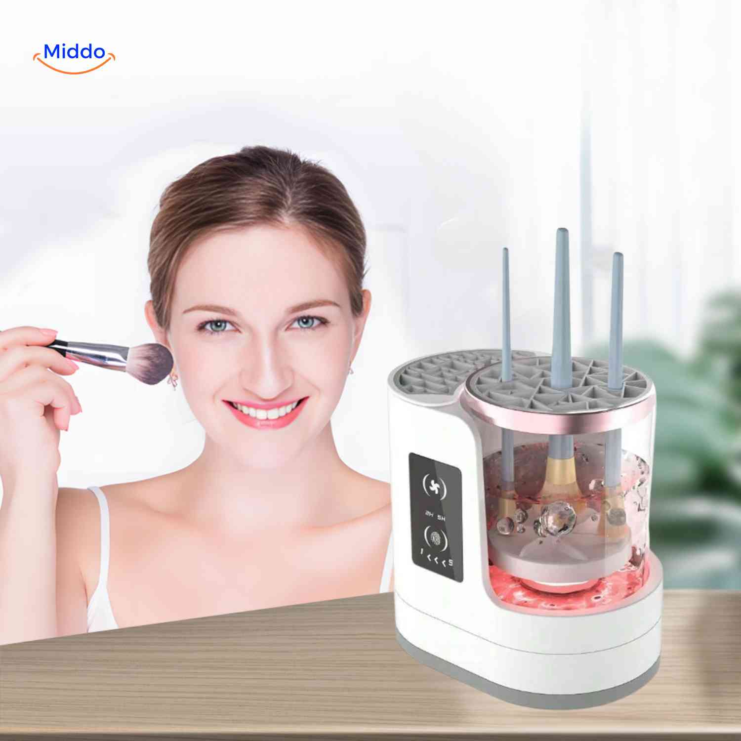 brushly cleaner ideaal voor professionele en alledaagse make up www.middo.nl