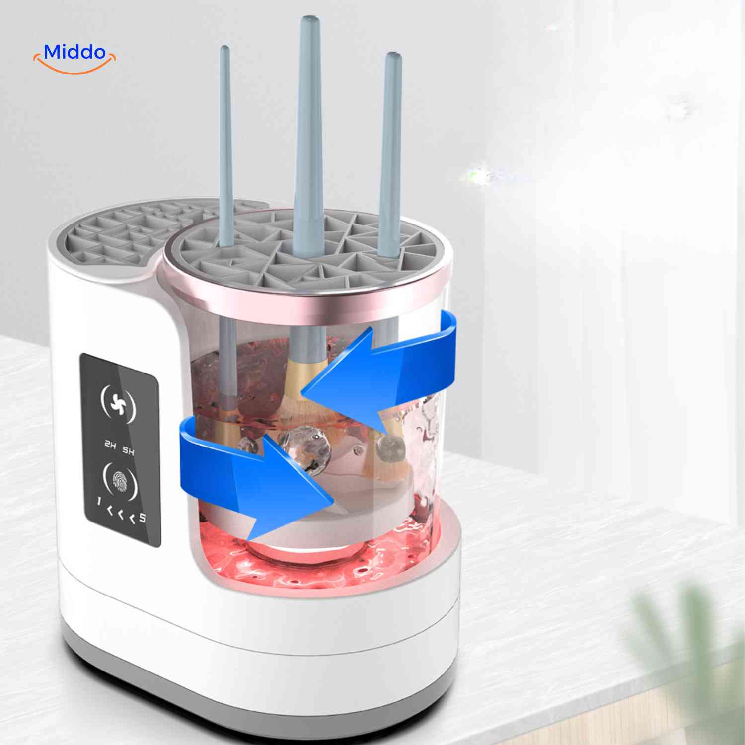 brushly cleaner make up kwasten dieptereiniging met roterende techniek www.middo.nl