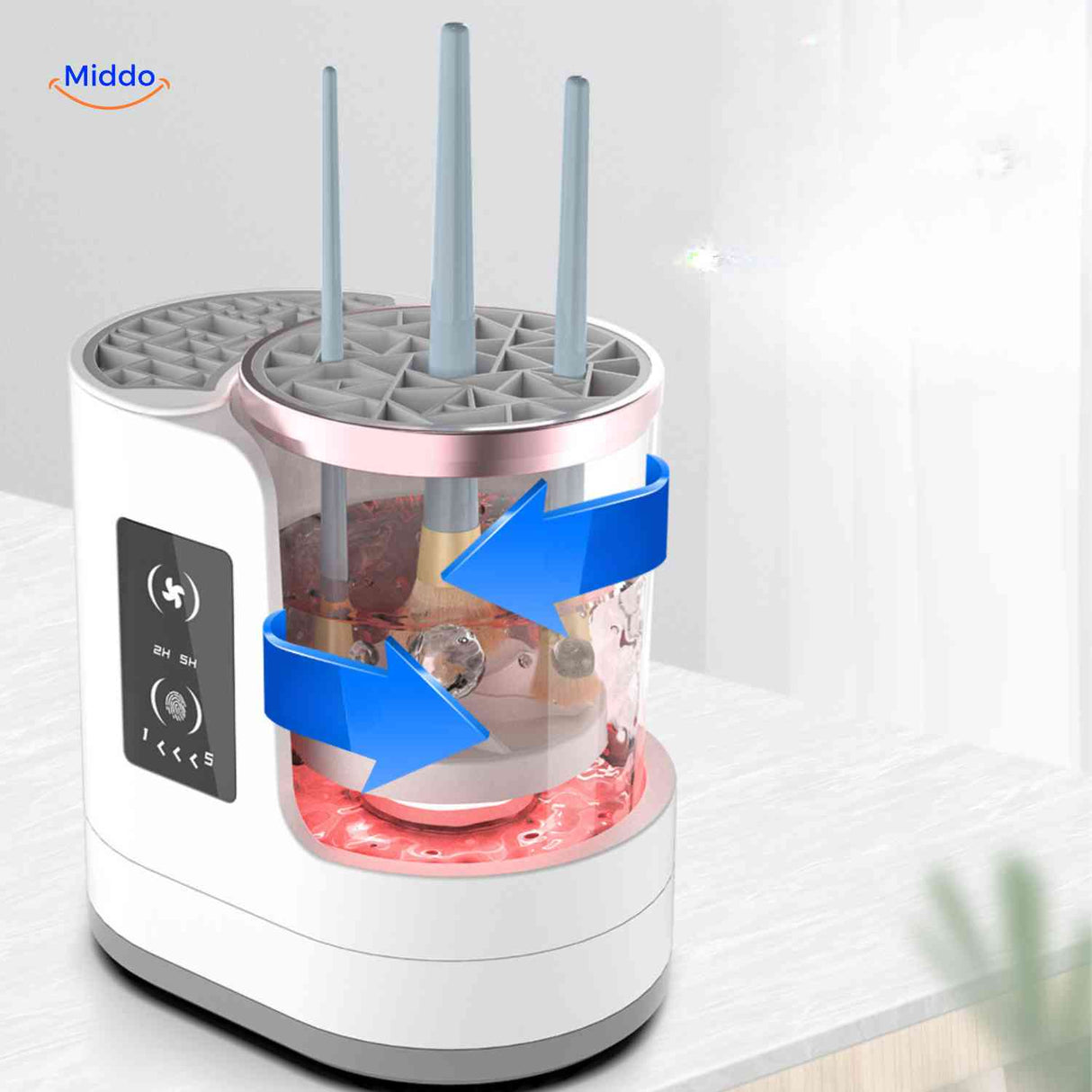 brushly cleaner make up kwasten dieptereiniging met roterende techniek www.middo.nl