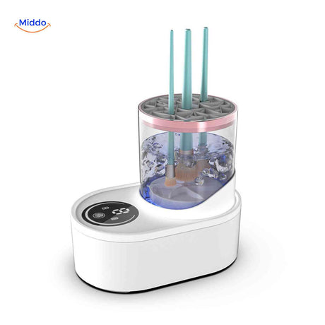 brushly cleaner reinigt meerdere kwasten tegelijk met blauwe led www.middo.nl