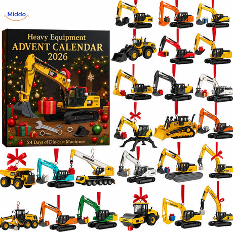 Buildora adventskalender Bouwmachines – verpakking en hangermotieven