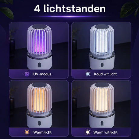 BuzzAway muggenlamp met vier lichtstanden: UV, koud wit, warm en warm wit
