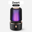 Zwarte oplaadbare BuzzAway muggenlamp met paars UV-licht