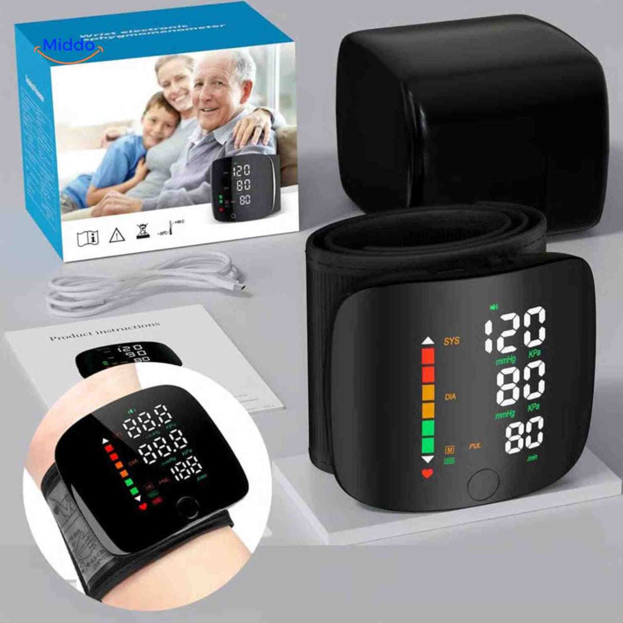 cardiowrist bloeddrukmeter met usb oplaadfunctie www.middo.nl