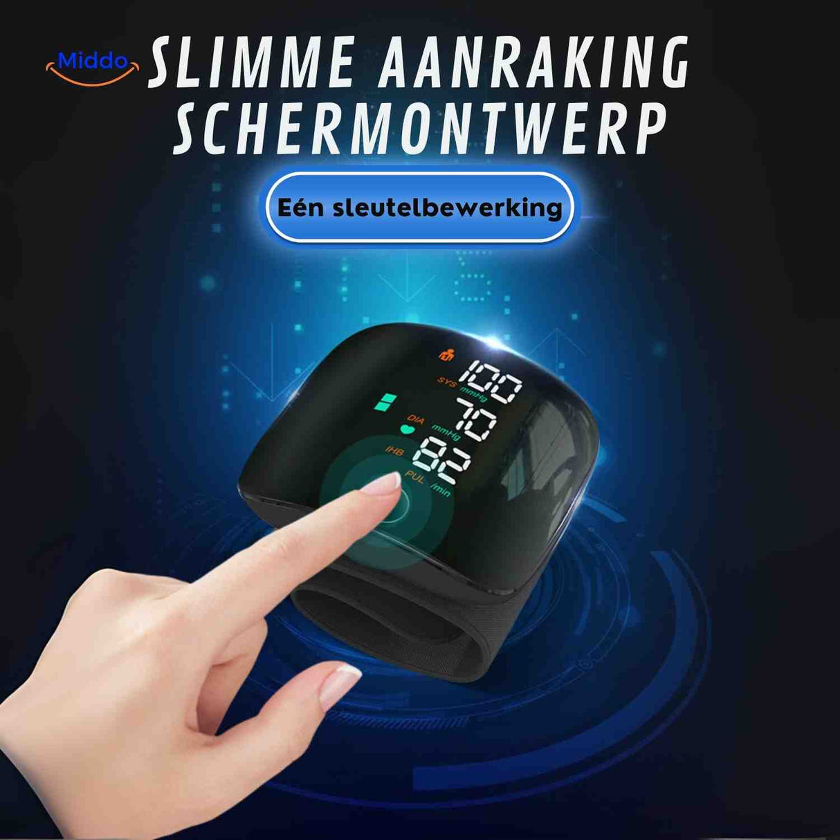 cardiowrist bloeddrukmeter touchscreen polsmeter www.middo.nl
