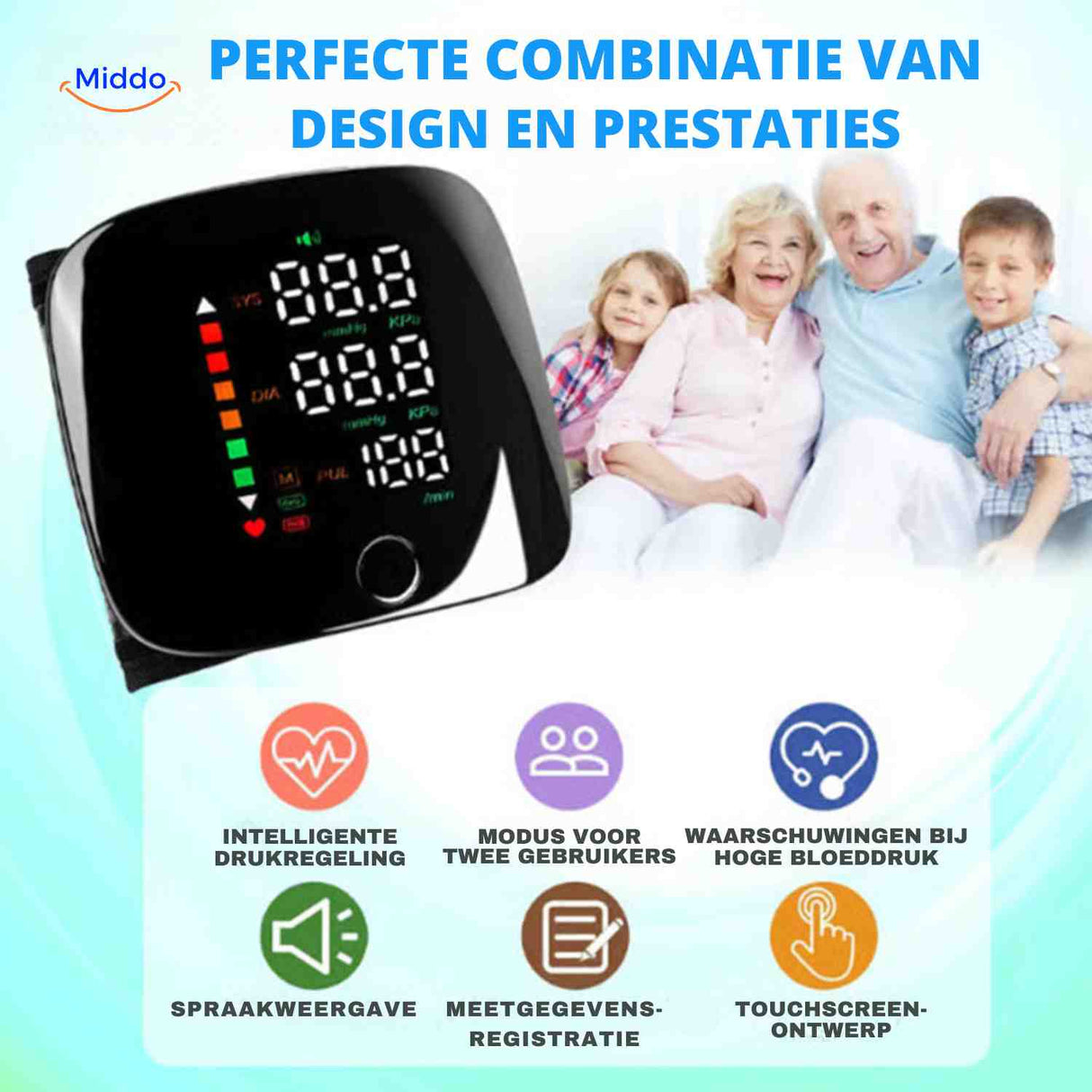 cardiowrist bloeddrukmeter twee gebruikers modus www.middo.nl