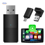 CarLink™ Pro complete set met adapter, USB-C converter en Apple CarPlay interface op display