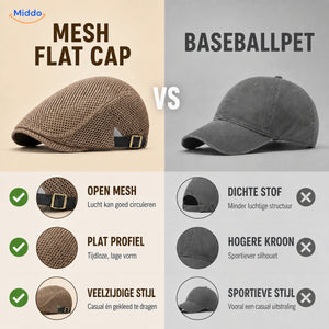Vergelijking tussen de Casual Mesh Flat Cap en een klassieke baseballpet