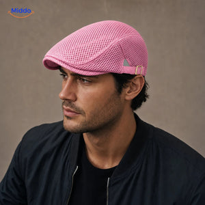 Roze Casual Mesh Flat Cap gedragen door een model