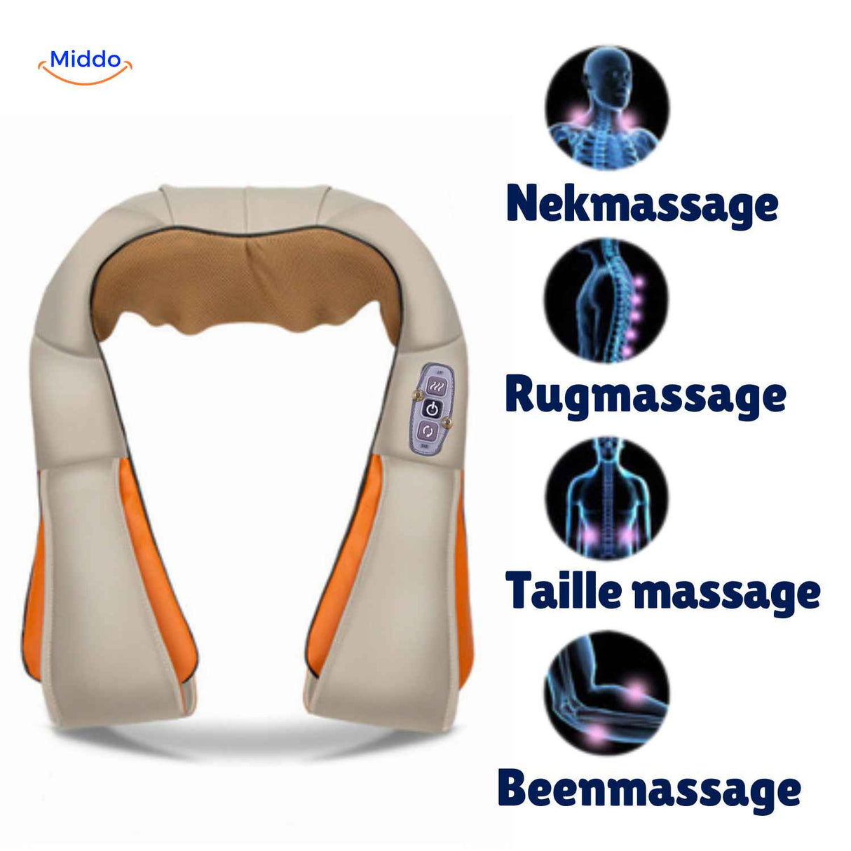 cervicare diepte massager multifunctionele shiatsu nek rug beenmassage www.middo.nl