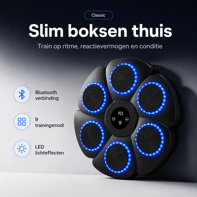 Classic bokstarget voor slim boksen thuis met Bluetooth, 9 trainingsmodi en LED lichteffecten.