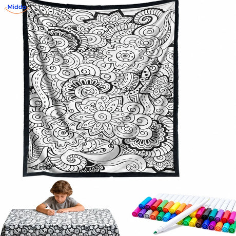 ColorFlow inkleurbare deken - Bloemenmandala