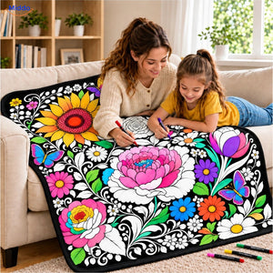 ColorFlow inkleurbare deken - Bloemenpracht