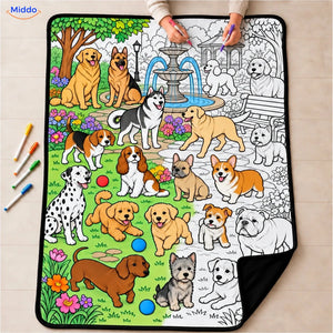 ColorFlow inkleurbare deken - Honden in het park