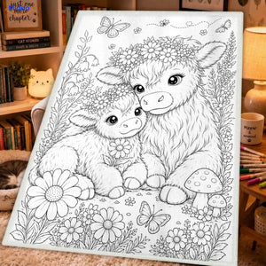 ColorFlow inkleurbare deken - Hooglander en kalf