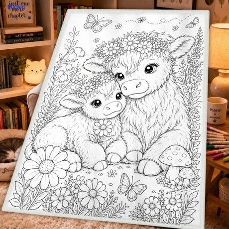 ColorFlow inkleurbare deken - Hooglander en kalf