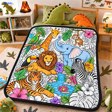 ColorFlow inkleurbare deken - Jungledieren