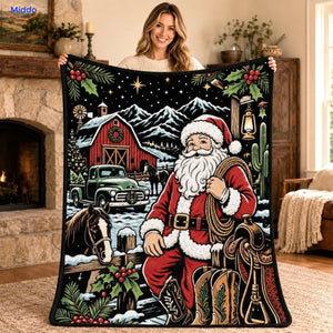 ColorFlow inkleurbare deken - Kerstman als cowboy