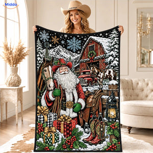 ColorFlow inkleurbare deken - Kerstman op de ranch