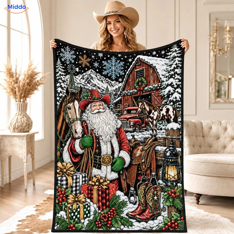 ColorFlow inkleurbare deken - Kerstman op de ranch