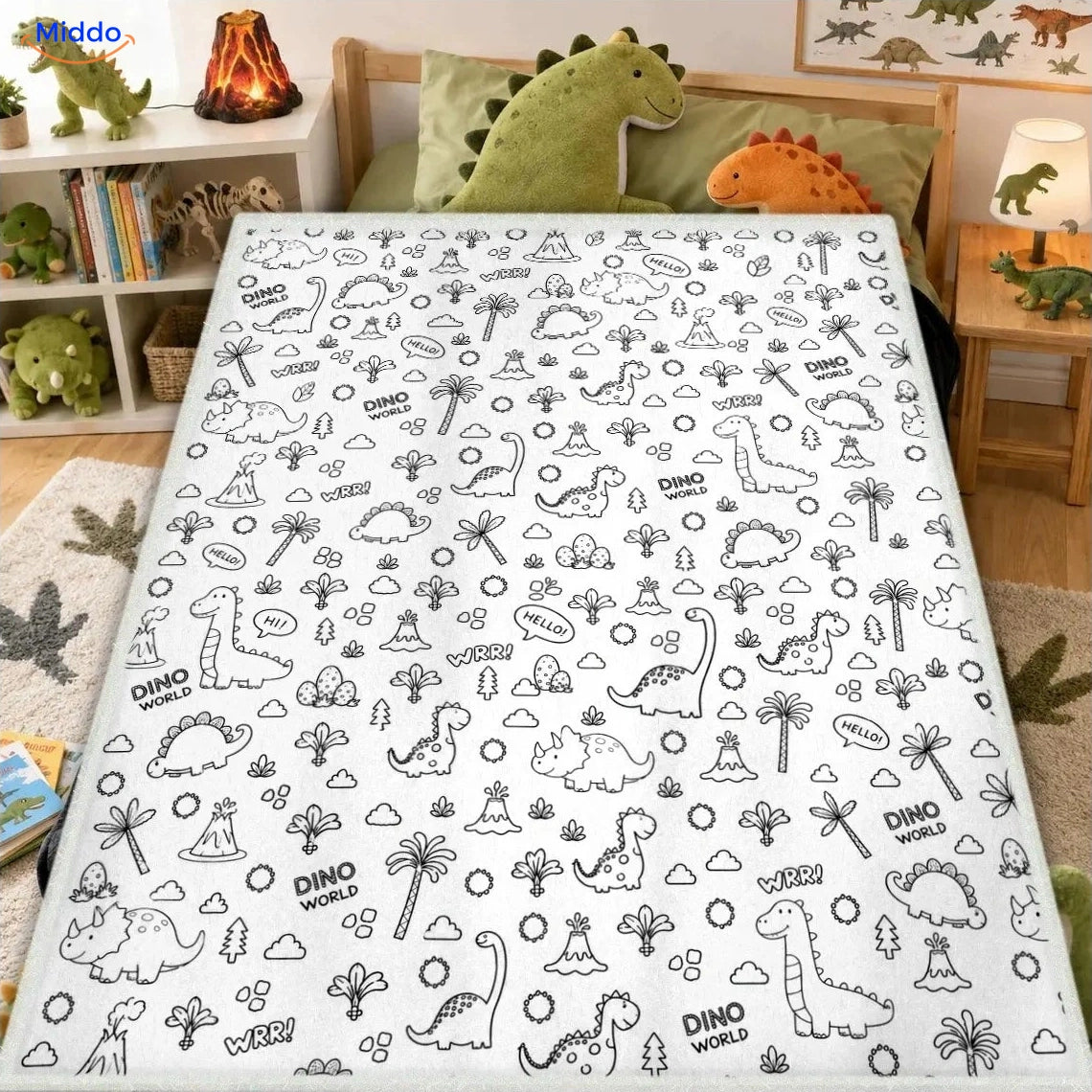 ColorFlow inkleurbare deken - Kleine dinosaurussen