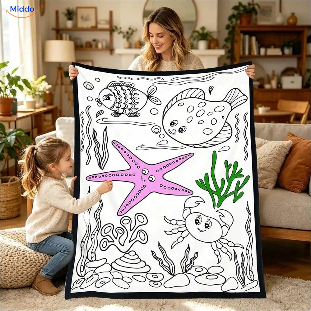 ColorFlow inkleurbare deken - Zeester en zeedieren