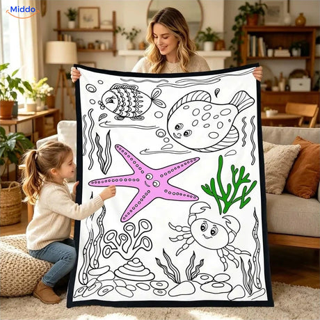 ColorFlow inkleurbare deken - Zeester en zeedieren