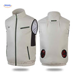 cooltop werkvest wit met dubbele fan uitgangen en lichte stof www.middo.nl